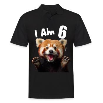 6 ans 6 ans Petit Panda Rouge Panda Panda Panda 6ème anniversaire - Polo Homme - noir - Devant - Kai (181cm)