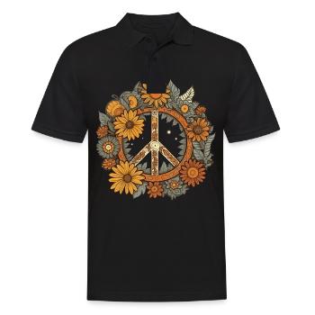 Kostüm Hippie Peace Zeichen - Männer Poloshirt - Schwarz - Vorne - Kai (181cm)