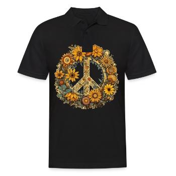 Kostüm Hippie Peace Zeichen - Männer Poloshirt - Schwarz - Vorne - Kai (181cm)