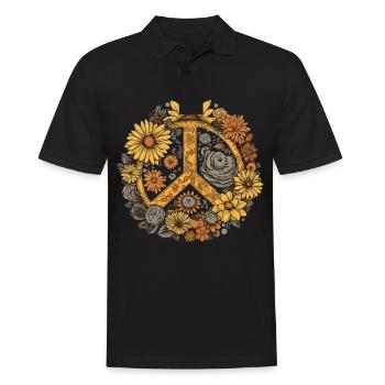 Kostüm Hippie Peace Zeichen - Männer Poloshirt - Schwarz - Vorne - Kai (181cm)