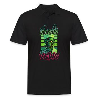 Halloween-Krankenschwester Alle Krankenschwestern lieben Venen - Männer Poloshirt - Schwarz - Vorne - Kai (181cm)