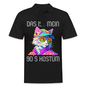 90er Motto Party Das ist mein 90er Kostüm - Männer Poloshirt - Schwarz - Vorne - Kai (181cm)