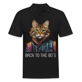 80s Themed Party Back to the 80s Costume - Men's Polo Shirt - black - Front - Kai (181cm)