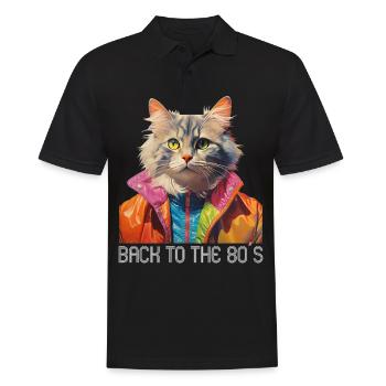 80s Themed Party Back to the 80s Costume - Men's Polo Shirt - black - Front - Kai (181cm)
