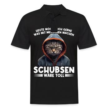 Gerne was mit Menschen machen schubsen wäre toll - Männer Poloshirt - Schwarz - Vorne - Kai (181cm)
