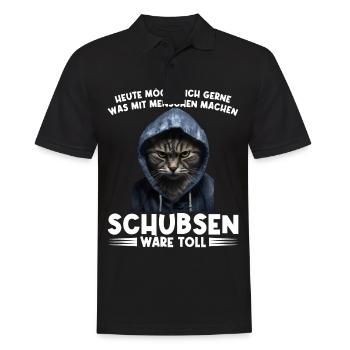 Gerne was mit Menschen machen schubsen wäre toll - Männer Poloshirt - Schwarz - Vorne - Kai (181cm)