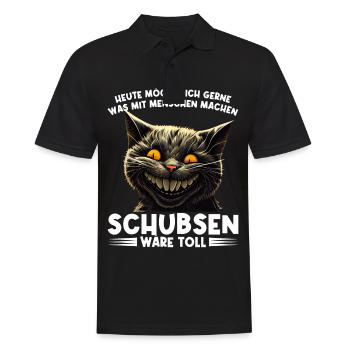 Gerne was mit Menschen machen schubsen wäre toll - Männer Poloshirt - Schwarz - Vorne - Kai (181cm)