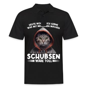 Gerne was mit Menschen machen schubsen wäre toll - Männer Poloshirt - Schwarz - Vorne - Kai (181cm)