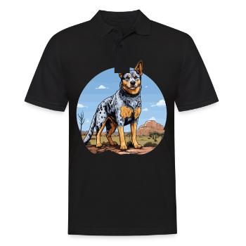 Hund Australian Cattle Dog - Männer Poloshirt - Schwarz - Vorne - Kai (181cm)