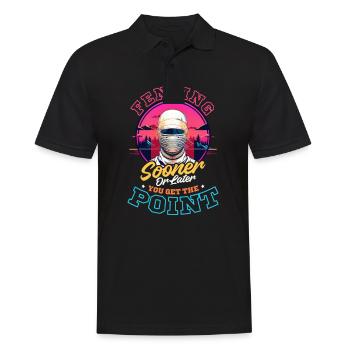 Fechten Früher oder später bekommst du Punkte - Männer Poloshirt - Schwarz - Vorne - Kai (181cm)