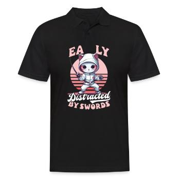 Fechten lässt sich leicht von Schwertern ablenken - Männer Poloshirt - Schwarz - Vorne - Kai (181cm)