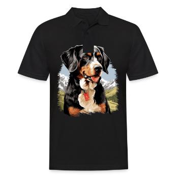 Hund Appenzeller Sennenhund - Männer Poloshirt - Schwarz - Vorne - Kai (181cm)
