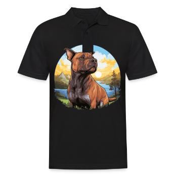 Dog American Pitbull - Men's Polo Shirt - black - Front - Kai (181cm)