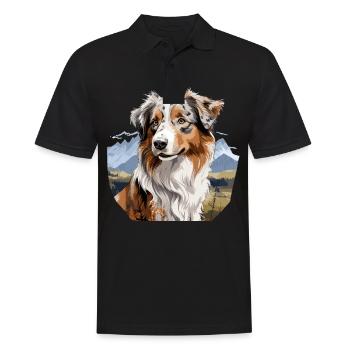 Hund Australian Shepherd - Männer Poloshirt - Schwarz - Vorne - Kai (181cm)