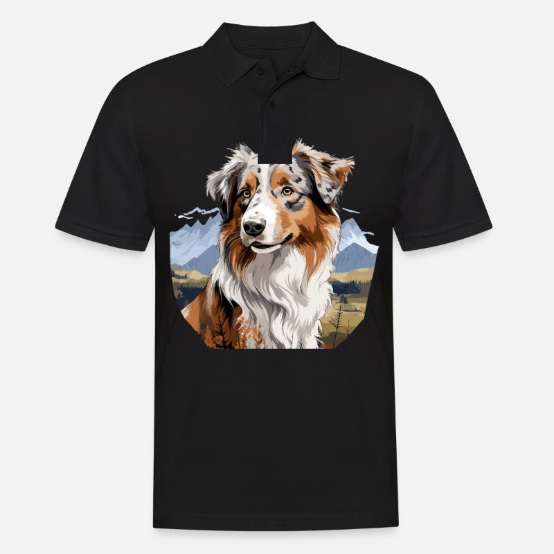 Hund Australian Shepherd - Männer Poloshirt - Schwarz