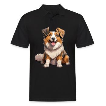 Hund Australian Shepherd - Männer Poloshirt - Schwarz - Vorne - Kai (181cm)