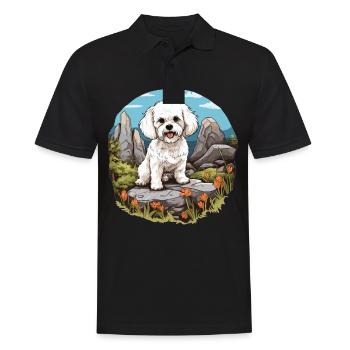 Hund Bichon Friesé - Männer Poloshirt - Schwarz - Vorne - Kai (181cm)