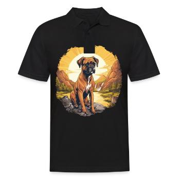 Hund Boxer - Männer Poloshirt - Schwarz - Vorne - Kai (181cm)