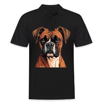 Hund Boxer - Männer Poloshirt - Schwarz - Vorne - Kai (181cm)