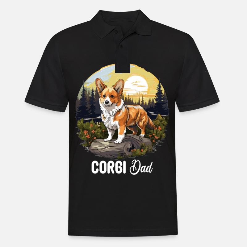 Hund Corgi - Männer Poloshirt - Schwarz