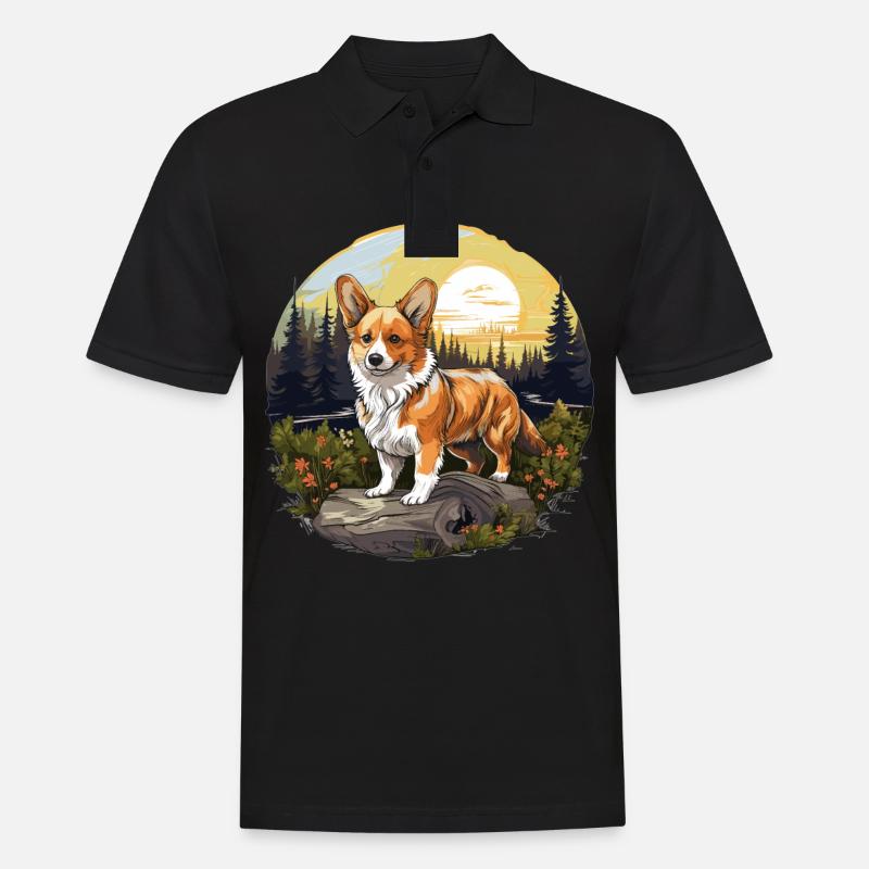 Hund Corgi - Männer Poloshirt - Schwarz