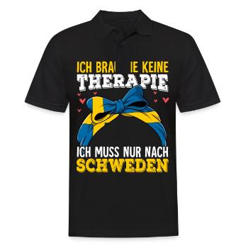Schweden - Männer Poloshirt - Schwarz - Vorne - Kai (181cm)