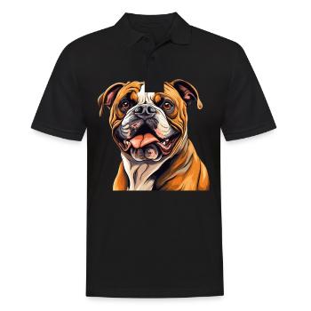 Chien Bouledogue anglais - Polo Homme - noir - Devant - Kai (181cm)