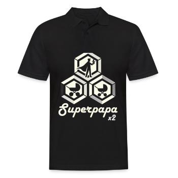 Superpapa zweites Kind bekommen - Männer Poloshirt - Schwarz - Vorne - Kai (181cm)