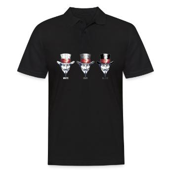 V-Masken-Trilogie: Weiß, Grau, Schwarz - welcher - Männer Poloshirt - Schwarz - Vorne - Kai (181cm)