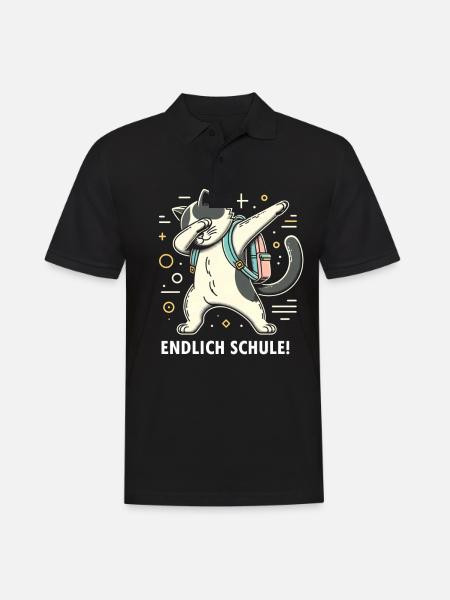 Schule Endlich Katze - Männer Poloshirt - Schwarz
