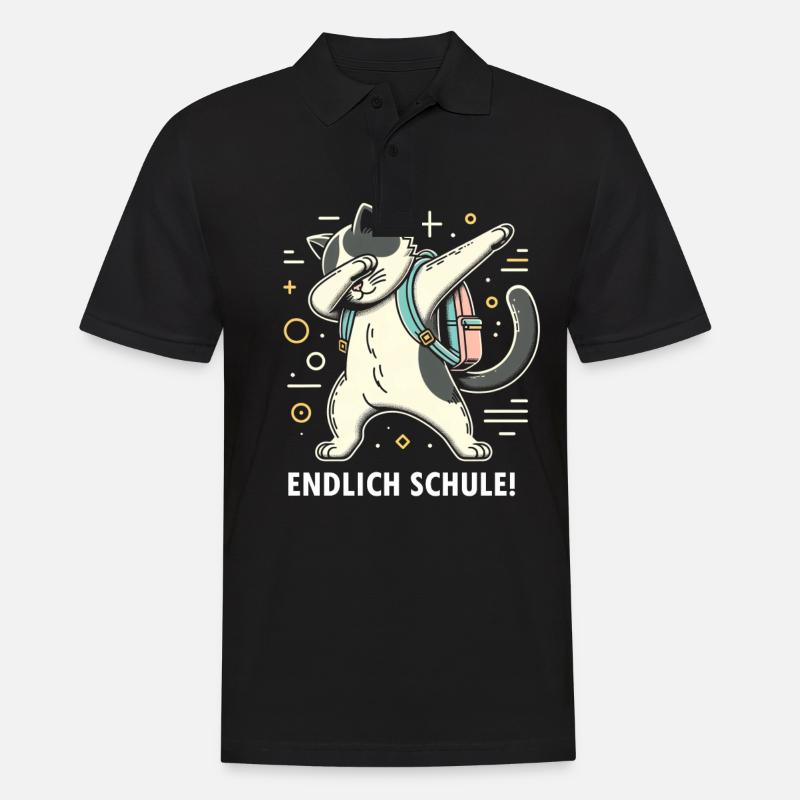 Schule Endlich Katze - Männer Poloshirt - Schwarz