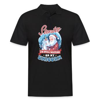 Weihnachten Einhorn Weihnachtsmann wartet immer noch auf Einhorn - Männer Poloshirt - Schwarz - Vorne - Kai (181cm)