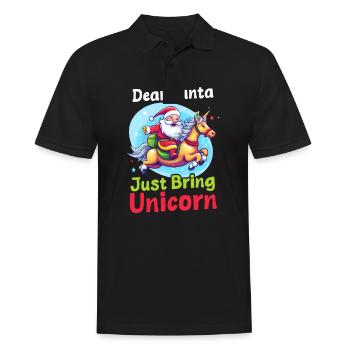 Weihnachten Einhorn Weihnachtsmann Bring einfach Einhorn - Männer Poloshirt - Schwarz - Vorne - Kai (181cm)