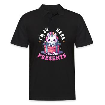 Weihnachtseinhorn nur für Geschenke - Männer Poloshirt - Schwarz - Vorne - Kai (181cm)