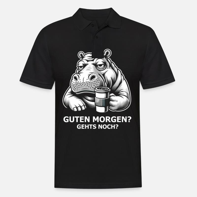 Nilpferd - Männer Poloshirt - Schwarz