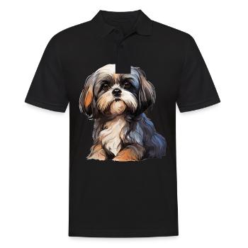 Shih Tzu - Men's Polo Shirt - black - Front - Kai (181cm)