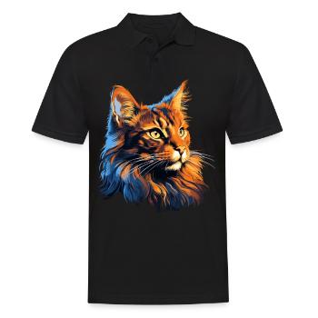 Maine Coon - Männer Poloshirt - Schwarz - Vorne - Kai (181cm)
