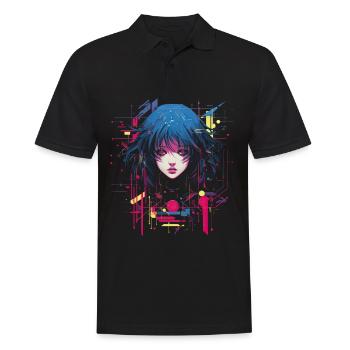 Goth Anime Girl Glitch Art Grunge - Polo Homme - noir - Devant - Kai (181cm)