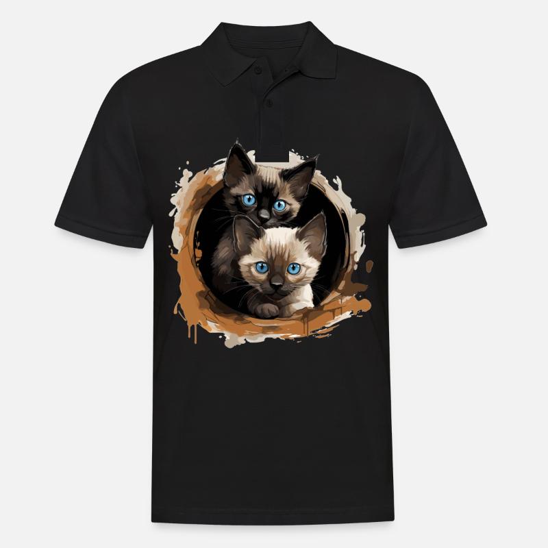 Siamese Cat Siamkatze - Männer Poloshirt - Schwarz