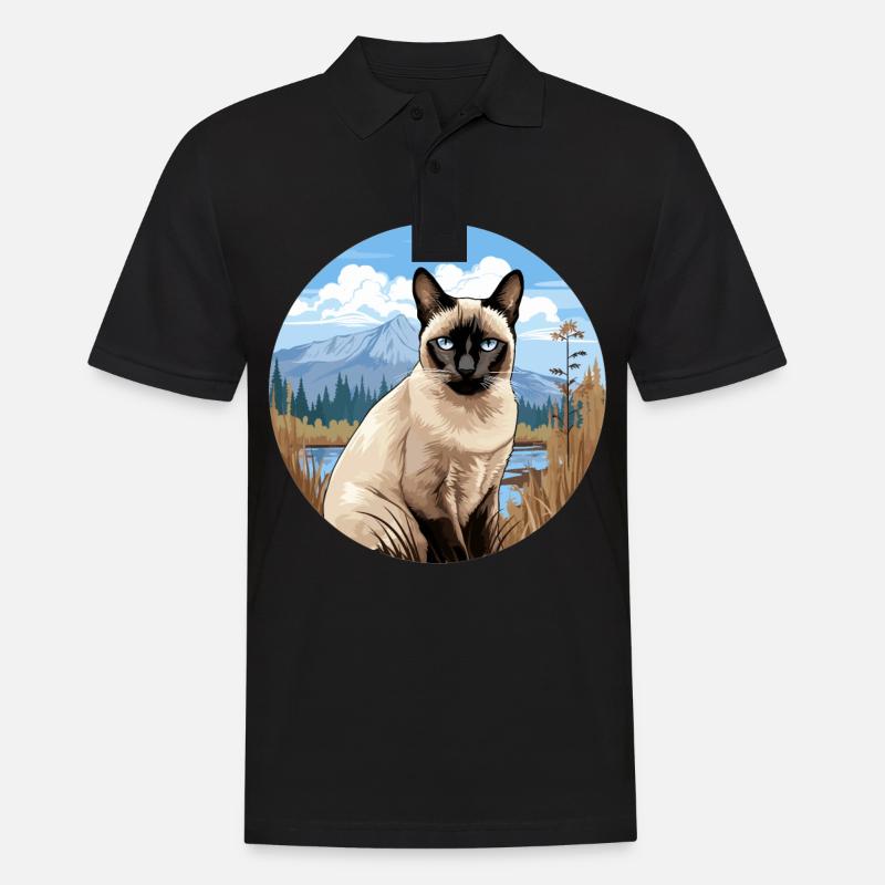 Siamese Cat Siamkatze - Männer Poloshirt - Schwarz