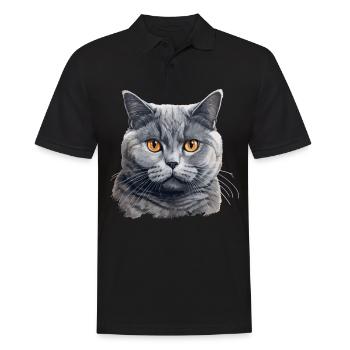 British Shorthair - Männer Poloshirt - Schwarz - Vorne - Kai (181cm)