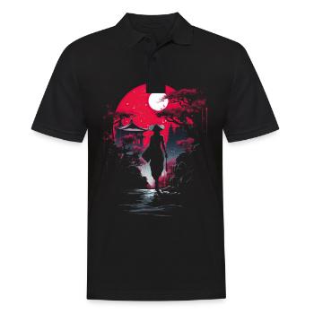 Geisha Kimono Samouraï Tokyo oeuvre - Polo Homme - noir - Devant - Kai (181cm)