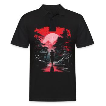 Geisha Kyoto Kimono Culture Samurai Anime Shrine - Men's Polo Shirt - black - Front - Kai (181cm)