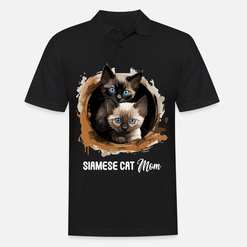 Siamese Cat Siamkatze - Männer Poloshirt - Schwarz
