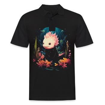 Mignon Axolotl Lover Artwork - Polo Homme - noir - Devant - Kai (181cm)