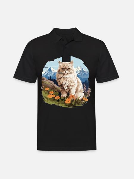 Chat persan Perser Katze - Polo Homme - noir