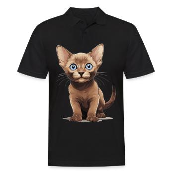 Burmese Cat Burma Katze - Men's Polo Shirt - black - Front - Kai (181cm)