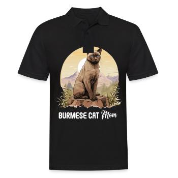 Burmese Cat Burma Katze - Men's Polo Shirt - black - Front - Kai (181cm)