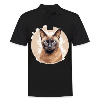Burmese Cat Burma Katze - Men's Polo Shirt - black - Front - Kai (181cm)