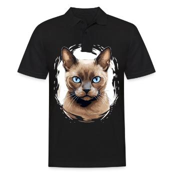 Burmese Cat Burma Katze - Men's Polo Shirt - black - Front - Kai (181cm)